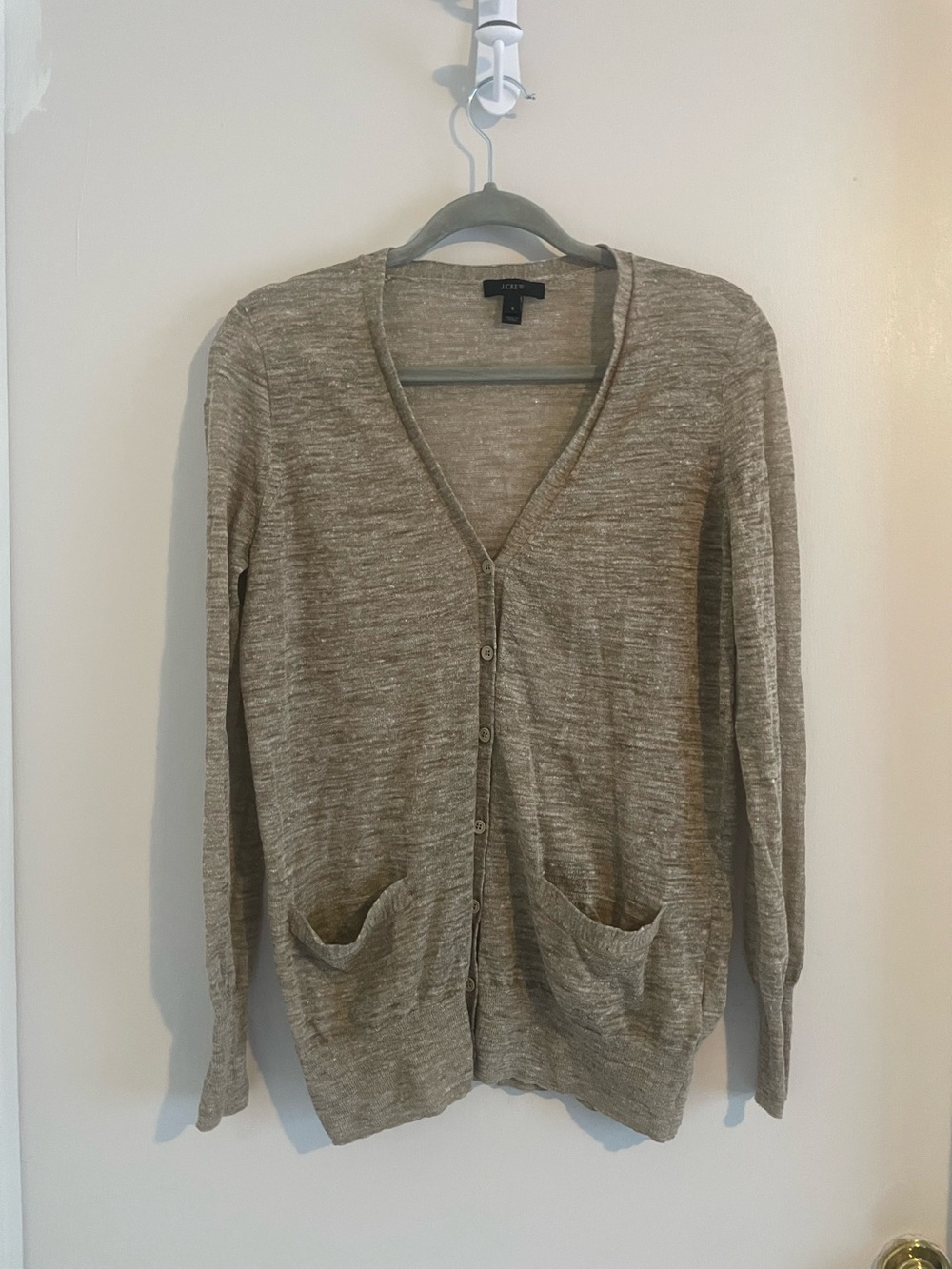 J.Crew Linen Blend Cardigan Oatmeal S